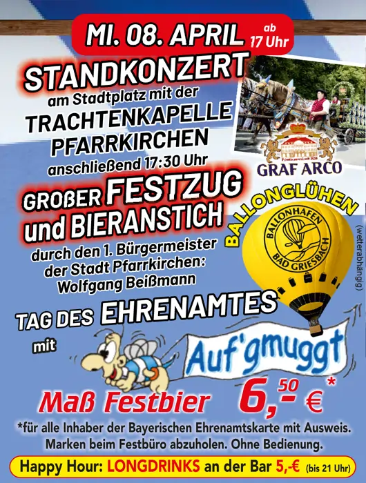 Rottaler Volksfest Programm - Mittwoch 08.04.2026