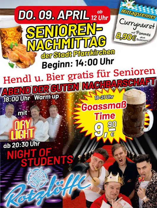 Rottaler Volksfest Programm - Donnerstag 09.04.2026